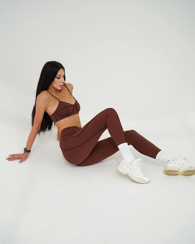 Легінси коричневі зі швами назовні для Pole Dance, Exotic, High Heels, фітнесу і йоги v051125 фото